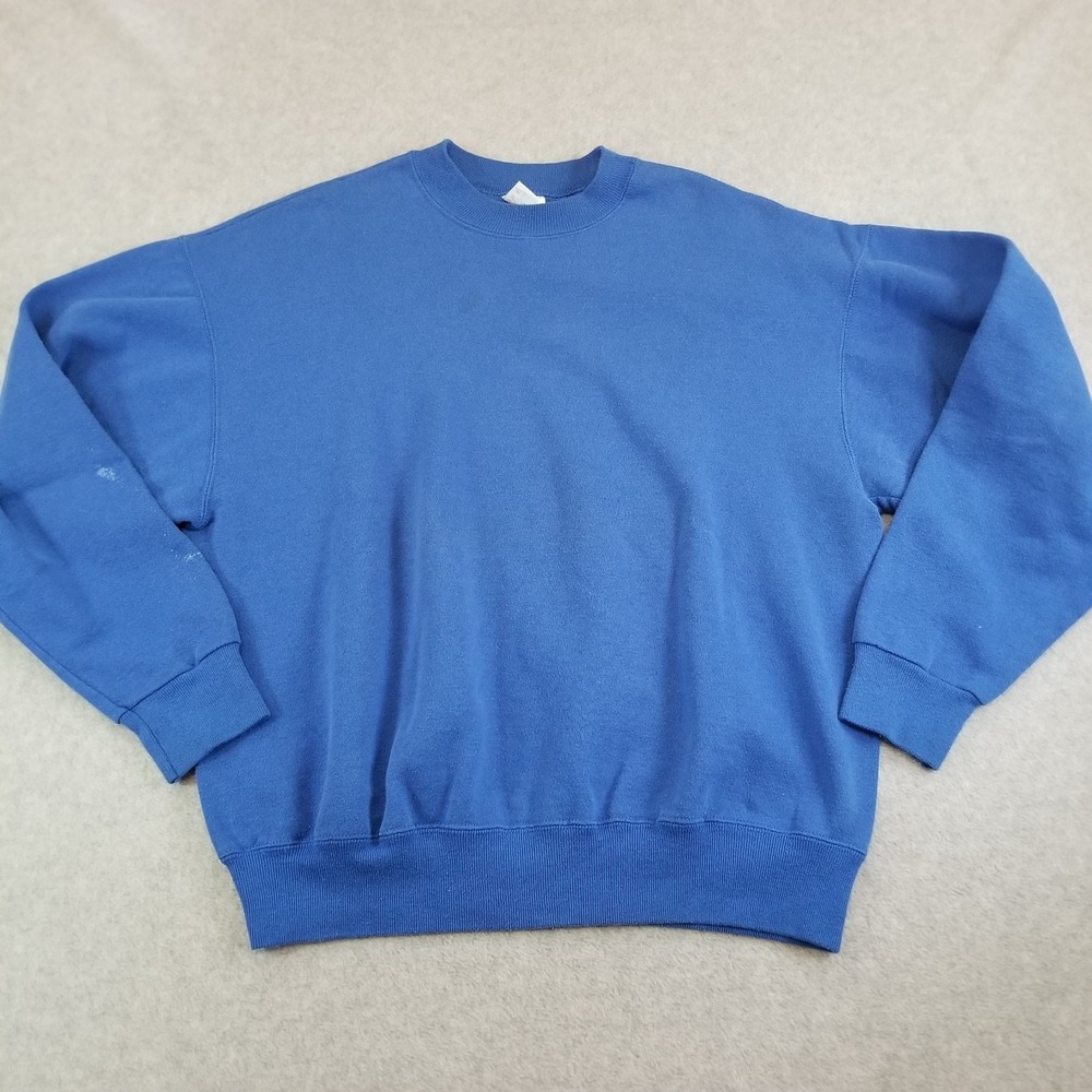 VTG 90s Sweater Mens Extra Large Blue Made in USA Blank Faded Distressed‎ Hanes